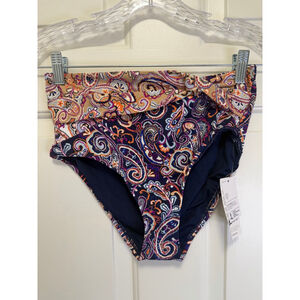 Women’s Lands’ End Twist Bikini Bottoms | Deep Sea Navy Paisley Mix | Size 8 | N